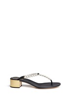 Main View -Click To Enlarge Faux pearl crystal T-strap sandals