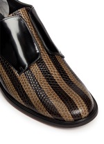 Detail View -Click To Enlarge 'Jaml' stripe croc effect leather laceless derbies