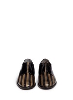 Front View -Click To Enlarge 'Jaml' stripe croc effect leather laceless derbies