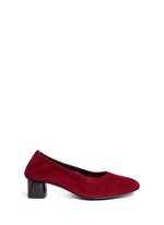 Main View -Click To Enlarge 'Poket' wood effect heel suede pumps