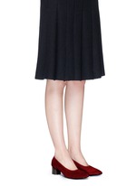 Figure View -Click To Enlarge 'Poket' wood effect heel suede pumps