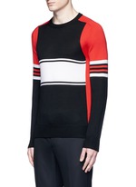 Front View -Click To Enlarge Colourblock stripe Merino wool sweater
