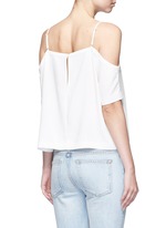 Back View -Click To Enlarge Chest pocket crepe off-shoulder top