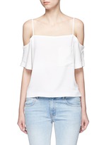 Main View -Click To Enlarge Chest pocket crepe off-shoulder top