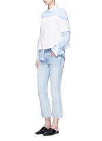 Figure View -Click To Enlarge Chest pocket crepe off-shoulder top