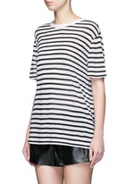 Front View -Click To Enlarge Stripe linen blend T-shirt