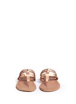 Front View -Click To Enlarge 'Audra' metallic braided leather combo sandals