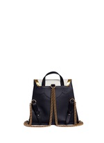 Back View -Click To Enlarge 'Peony' floral faux pearl stud leather chain backpack