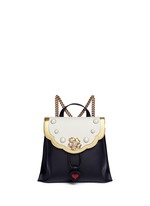 Main View -Click To Enlarge 'Peony' floral faux pearl stud leather chain backpack