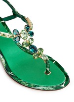 Detail View -Click To Enlarge 'Keira' banana leaf print jewelled patent leather sandals