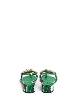 Back View -Click To Enlarge 'Keira' banana leaf print jewelled patent leather sandals