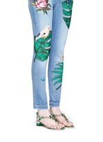 Figure View -Click To Enlarge 'Keira' banana leaf print jewelled patent leather sandals