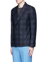 Front View -Click To Enlarge 'Soho' bouclé check plaid double breasted soft blazer