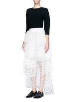 Figure View -Click To Enlarge Polka-dot mesh tiered skirt