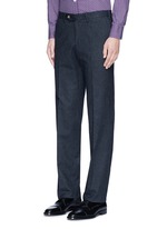 Front View -Click To Enlarge Regular fit houndstooth cotton flannel chinos