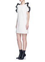 Figure View -Click To Enlarge Organza ruffle shoulder T-shirt dress
