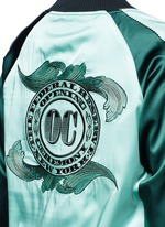 Detail View -Click To Enlarge Reversible cash embroidery silk varsity jacket