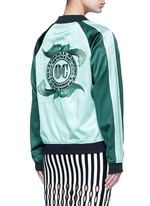 Back View -Click To Enlarge Reversible cash embroidery silk varsity jacket