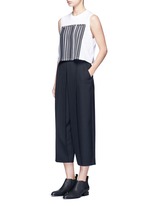 Figure View -Click To Enlarge Pleated front cropped wool blend pants