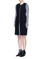 Front View -Click To Enlarge Peplum back zip front long vest