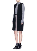 Figure View -Click To Enlarge Peplum back zip front long vest