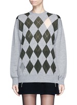 Main View -Click To Enlarge 'Argyle' cutout argyle intarsia sweater