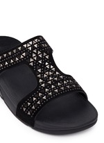 Detail View -Click To Enlarge 'Carmel' stud lasercut suede slide sandals