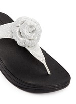 Detail View -Click To Enlarge 'Glitterosa' floral appliqué glitter flip flops