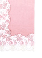 Detail View -Click To Enlarge Ombré Chantilly lace insert cashmere scarf