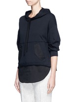 Front View -Click To Enlarge Twill hem French terry utility sweatshirt
