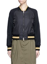 Main View -Click To Enlarge Flocked animal print panelled bomber jacket