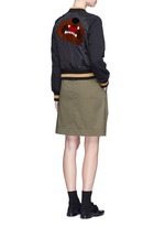 Figure View -Click To Enlarge Flocked animal print panelled bomber jacket