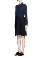 Figure View -Click To Enlarge Crepe hopsack combo button shirt dress