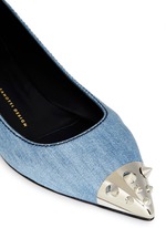 Detail View -Click To Enlarge 'Yvette' spike stud toe cap denim flats
