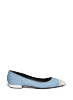 Main View -Click To Enlarge 'Yvette' spike stud toe cap denim flats