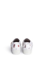 Back View -Click To Enlarge 'All Over NY' fleece letter jersey flatform skate slip-ons