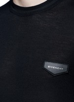 Detail View -Click To Enlarge Leather logo patch wool sweater