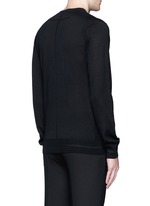 Back View -Click To Enlarge Leather logo patch wool sweater