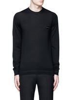 Main View -Click To Enlarge Leather logo patch wool sweater