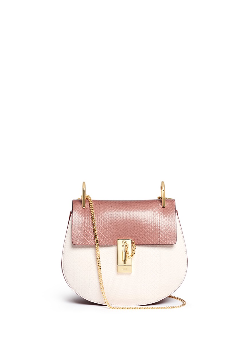 CHLO - \u0026#39;Drew\u0026#39; small python leather shoulder bag | Pink Day ...  