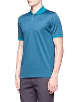 Front View -Click To Enlarge Square motif silk-cotton polo shirt