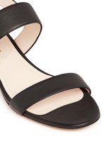 Detail View -Click To Enlarge Faux pearl heel leather slingback sandals