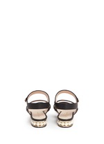 Back View -Click To Enlarge Faux pearl heel leather slingback sandals