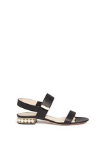 Main View -Click To Enlarge Faux pearl heel leather slingback sandals
