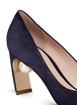 Detail View -Click To Enlarge 'Maeva' faux pearl heel suede pumps