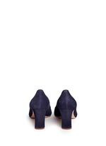 Back View -Click To Enlarge 'Maeva' faux pearl heel suede pumps