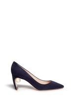 Main View -Click To Enlarge 'Maeva' faux pearl heel suede pumps
