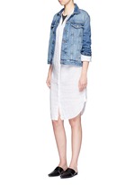 Figure View -Click To Enlarge Dolman sleeve linen shirt dress