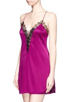 Figure View -Click To Enlarge Lace inset silk camisole