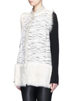 Front View -Click To Enlarge Reversible stripe print lambskin shearling gilet